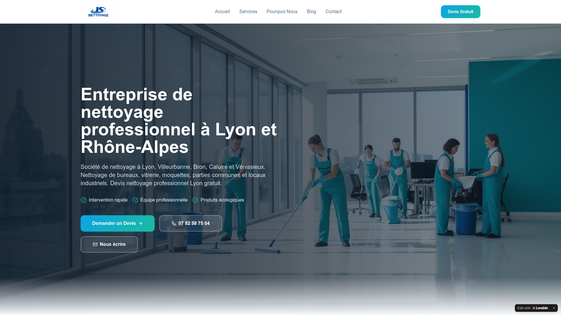 JS Nettoyage Lyon - Site d'une entreprise de nettoyage professionnel à Lyon et Rhône-Alpes